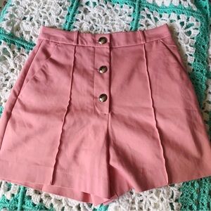 adorable NWT medium Zara high waisted Barbie pink shorts with silver button fly